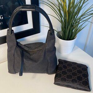 ⭐️Vintage Gucci Tom Ford Era GG Canvas w/Leather Trim Hobo & Dust Bag